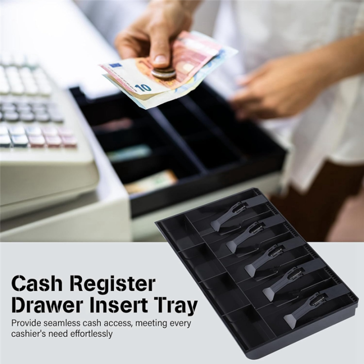 1%20Piece%20Cash%20Tray%20Cash%20Register%20Drawer%20Insert%20Tray,%20Black%20ABS%20Money%20Storage%20Case%205%20Bill%20&%204%20Coin%20Compartments%20-%20Image%204