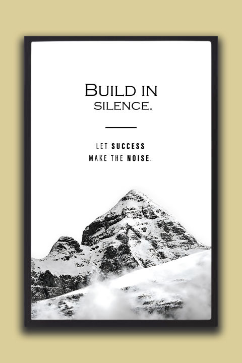 "Build%20in%20Silence%20Let%20Success%20Make%20the%20Noise"%20Mountain%20Framed%20Wall%20Art%20%7C%20One%20Piece%20Frame%20-%20Image%203