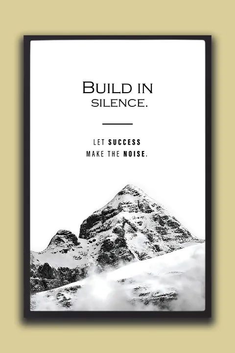 "Build%20in%20Silence%20Let%20Success%20Make%20the%20Noise"%20Mountain%20Framed%20Wall%20Art%20%7C%20One%20Piece%20Frame%20-%20Image%203