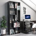 8 Shelves Modern Simple Book Shelf with Storage Display Rack Open Bookcase Showcase Stand (Black-172 x 24 x 80 cm). 