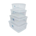 Bagmati 4 Pcs White Transparent Rectangular Plastic Utility Container. 