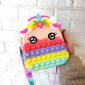 2 IN 1 Pop It Bag Unicorn Crossbody Bags For Girls/Kids Dimple Toy Handbags Purse Stress Release Push Popper Bubble Push Silicone. 