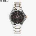 Titan   1698Km01 Black Dial Chronograph Watch For Men- Silver. 