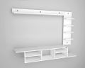 KAMAKHYA DECOR TV Entertainment Unit, TV Cabinet with Wall Shelves, Wall Mounted TV Unit, TV Cabinet with Shelf (White) - Ideal for Up To 52". 