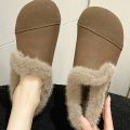 Pebbles Nepal Flat-soled Plus Velvet Warm Slip-on Cotton Shoes for Girls. 