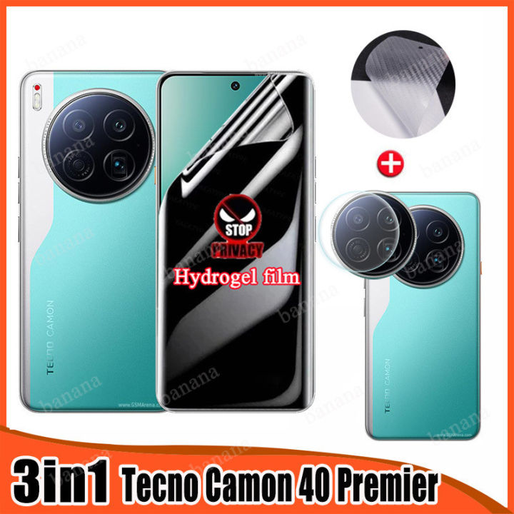 Tecno Camon 40 Premier Privacy Screen Soft Hydrogel Film For Tecno Camon 40 Pro Spark Go 1 2024 30C 3in1 Camera Lens Carbon Fiber Blck Film Screen Protector