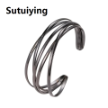 Sutuiying JCYMONG New Fashion Gold Silver Color Geometric Adjustable Open Cuff Bangles Bracelets for Women 2020 Hollow Indian Jewelry. 