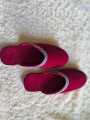 Handmade Velvet Shoes For Women, Red Velvet Slipper. 