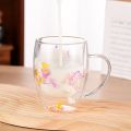 With Handle Heat Resistant Dry Flowers Cup High Borosilicate Glass Simple Double Wall Glass Cup INS Trends Floral Tea Coffee Cups Creative Gift. 