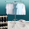 Heavy Duty Clothes Drying Tripod Rack Foldable Indoor - Stainless Steel Clothes Hanger Rack with 4 Branches - Outdoor Collapsible Laundry Drying Tripod Rack,Saving Space. 