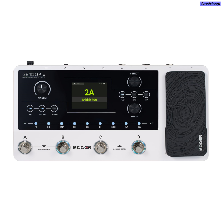 Anedshaop MOOER GE150 Pro/Pro Li New Guitar Amp Modelling Multi Effects Pedal Built-in 9 hrs Battery with 4 Footswitches, IR Loader,