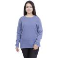 Round Neck Solid Mix Cashmere T-Shirt For Women. 