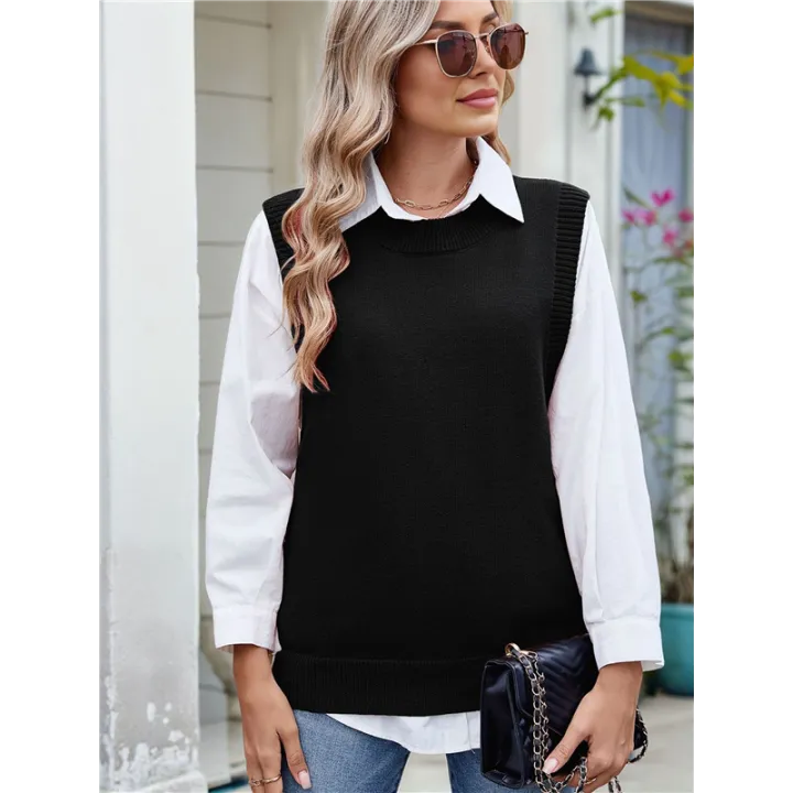 Womens%20Crew%20Neck%20Bowknot%20Solid%20Color%20Button%20Side%20Slit%20Pullover%20Tops%202025%20Cute%20Knitted%20Fashion%20Sweaters%20-%20Image%204