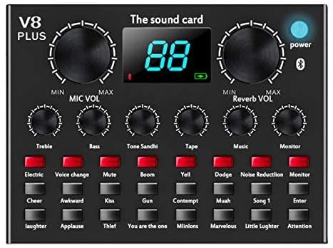 V8 plus Sound Card Audio Interface External Usb Live Broadcast Microphone .Sound Card For Computer Pc Mobile Phones Singing And Recording