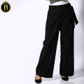 Boss Lady Black High-Rise Straight Fit Formal Pant With Ribbon. 