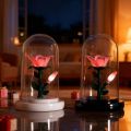 Creative Pink Flower Table Lamp Azure Orchid Potted Lamp Ornament Plastic Eternal Flower Bedside Lamp Reading. 
