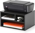 Kamakhya Shopping Printer Stands with Storage, Desktop Office Printer Riser Shelf with 3 compartments, 2-Tier Wood Paper Desk Organizers for Home Workspace, Black,.... 
