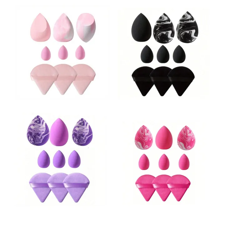 New%209%20PCS%203%20salmon%20beauty%20egg%20velvet%20triangle%20setting%20powder%20puff%20mini%20beauty%20tool%20blender%20travel%20beauty%20tool%20-%20Image%202