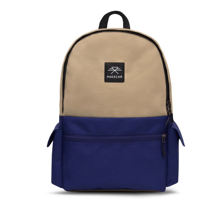 Mheecha Capsule Pack Beige / Navy Blue for Men Women Backpack | Fashion Mheecha Unisex Backpack with Laptop Compartment