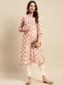 Kiva Women Rayon Printed Calf Length A-line Kurti With Front Button Placket. 