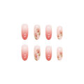 24Pcs Pink Long Flower Fake Nails with Glue DIY Art Design Elegant False Nails Wearable Nails Stylish Pattern Artificial Nails New 2024. 