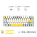 ZIFRIEND ZA63 PRO Mechanical Keyboard - 63 Keys, Hot-Swappable, RGB Backlit, Wired/Wireless 3 Mode Gaming Keyboard. 