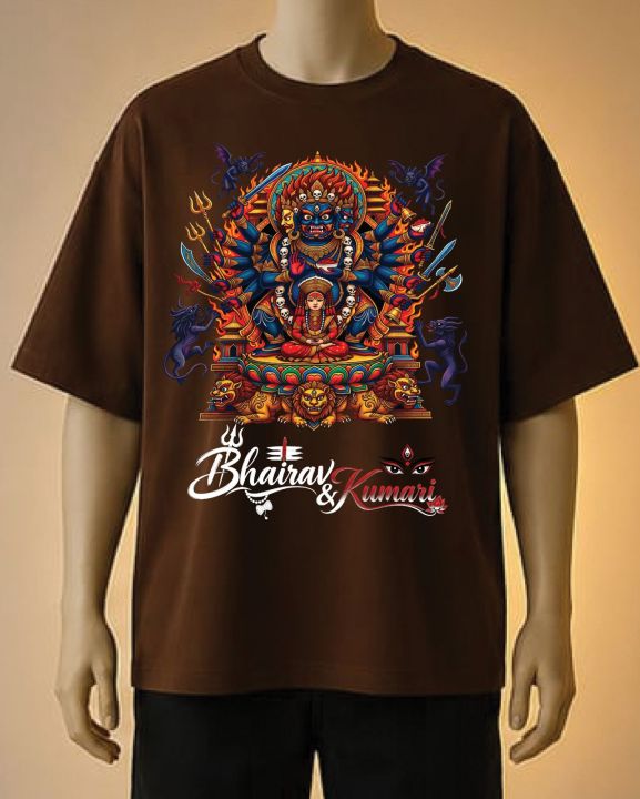 Bhairav%20&%20Kumari%20Traditional%20Printed%20T-Shirt%20%E2%80%93%20Cream,%20Maroon,%20White,%20black,%20brown,%20blue%20-%20Image%205