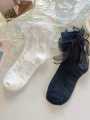 1 Pair Adorable Women's Bowknot Ruffle Frill Socks Set – Elegant, Cute, and Trendy Accessory for a Chic Look – Ideal Gift for Any Special Occasion. 
