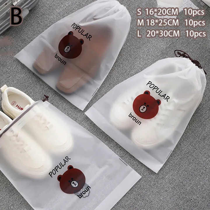 10/5pcs Shoes Storage Organizer Bags Non-woven Travel Portable Closet Bag Waterproof Pocket Clothing Tranparent Hanging Bag