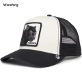 Wenefang American Style Summer Animal Baseball Cap For Women Men Sun Protection New style Mesh Embroidery Truck Driver Black Panther Wolf Hat. 