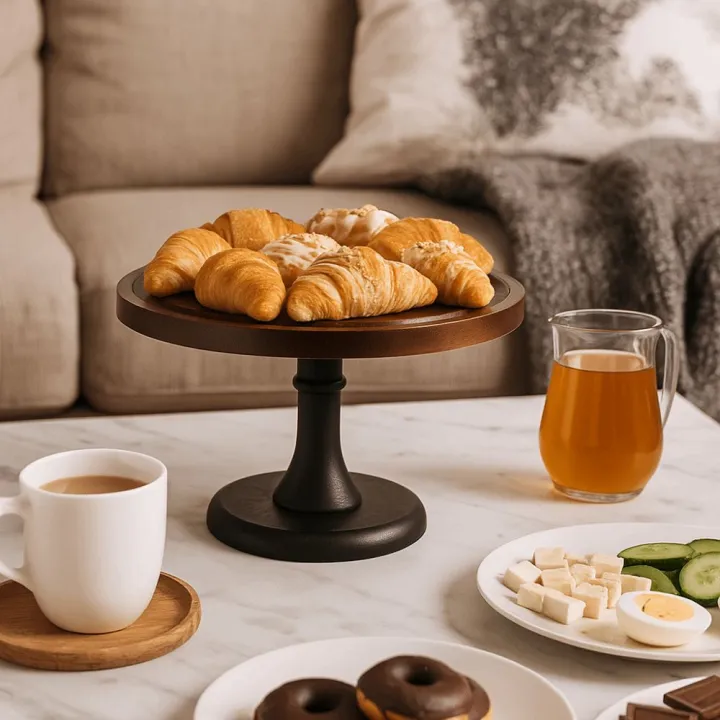 Decorative%208%20Inch%20Wooden%20Cake%20Stand%20High%20Base%20Household%20Fruit%20Snacks%20Storage%20Tray%20Circular%20Shape%20Dessert%20Pastry%20Display%20Stand%20Party%20-%20Image%204