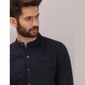 Wrogn Navy Mandarin Collar Shirt for Men. 