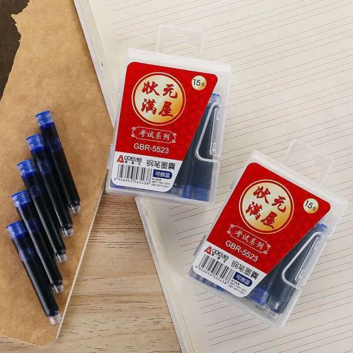 15-Pack%20Ode%20Mei%20Student%20Fountain%20Pen%20Refillable%20Ink%20Cartridges%20Erasable%20Blue%20Carbon%20Black%20Red%205513%20Batch%20-%20Image%203
