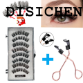 DISICHEN Luxury 8 pcs/2 pairs magnetic eyelashes with 5 magnets, reusable handmade 3D mink false eyelashes natural with magnetic tweezers. 