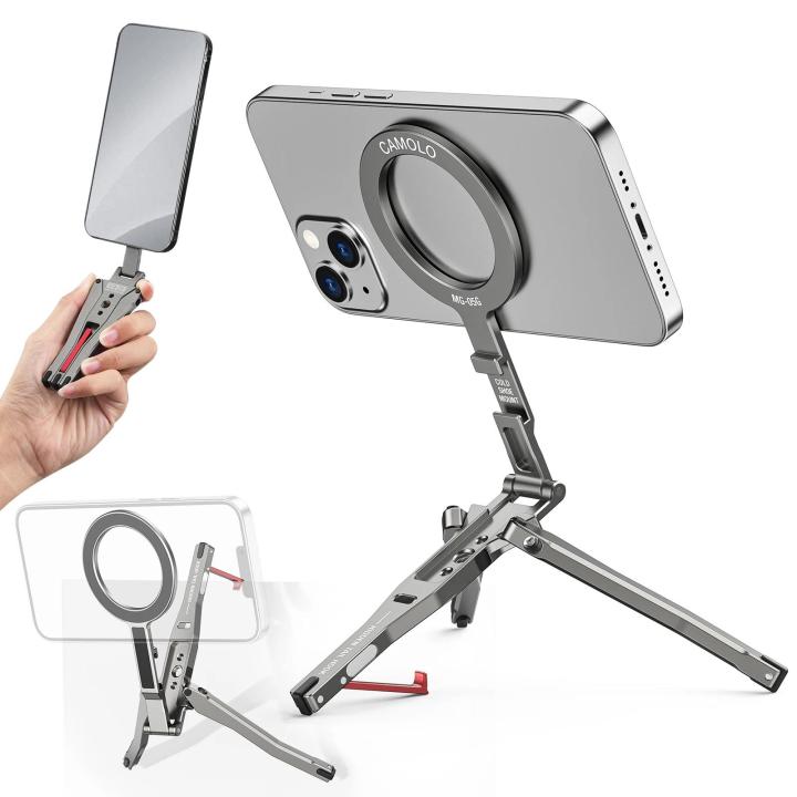 NEW Magnetic Pocket Phone Tripod with Hook Foldable Magsafe Phone Holder with Cold Shoe for iPhone Android HUAWEI Tripod Phone Stand