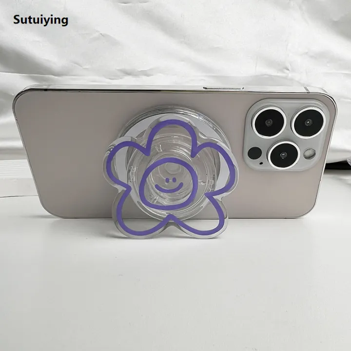 Sutuiying%20Simple%20art%20style%20flowers%20Phone%20Holder%20Socket%20Grip%20For%20Magsafe%20Fashion%20IPhone%20Mac%20Samsung%20Safe%20Ring%20Finger%20Expanding%20Stand%20-%20Image%202