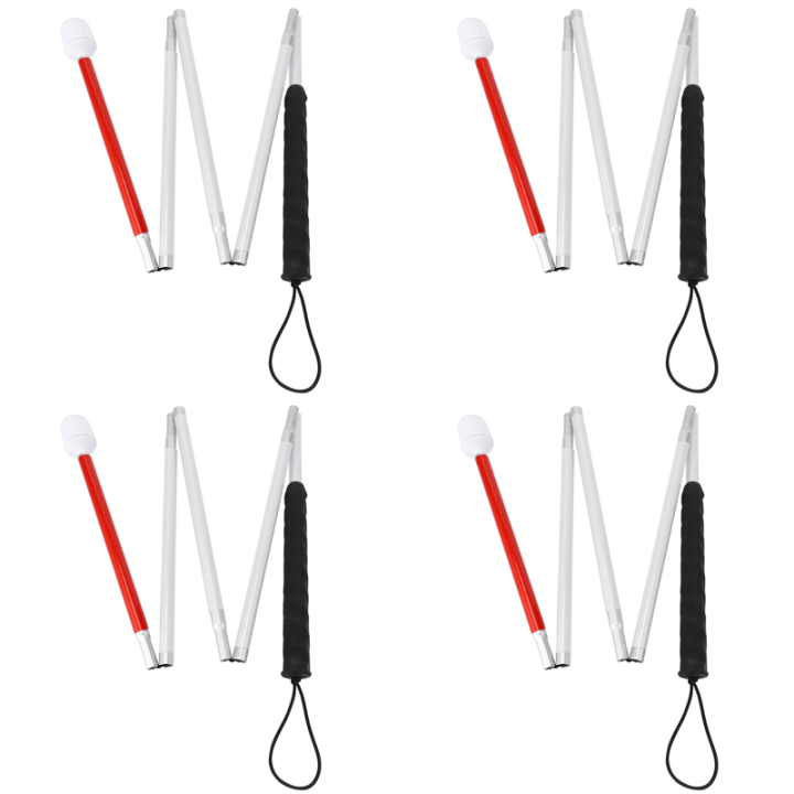Wurrpopy-4X Aluminum Folding Cane 4-Sec Folding Cane with Rolling Tip for Blind Walking Stick