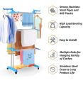 Foldable Multi-Layer Clothes Drying Rack with Wheels – Telescopic Metal Laundry Stand for Indoor & Outdoor Use | 3-Tier Cloth Dryer Rack for Towels, Garments & Home Organization. 