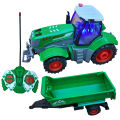 RC Tractor with Trailer - Rechargeable Remote-Control Farm Truck Toy for Kids with Realistic Lights. 