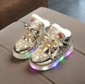 Cozykids - Baby Girl Glitter Sneakers LED Lights Shoes With Velcro. 