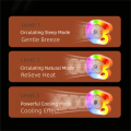 Compact Fan Portable Colorful Light Fan Rechargeable Adjustable Fan 180° Adjustable 3 Speeds Electric Fan Camping Use. 