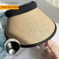 Sweet Visors Straw Hat Sun Protection UV Protection Empty Top Hat Large Eaves Ponytail Hat. 