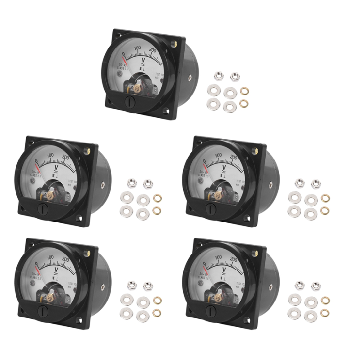 ARELENE 5X AC 0-300V Round Analog Dial Panel Meter Voltmeter Gauge Black