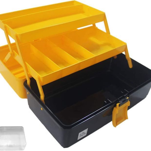 Tool Box Organizer and Storage Plastic Toolbox with Tray & Divider 3-Layer Multi-Function Portable for Home Office Car Trunk