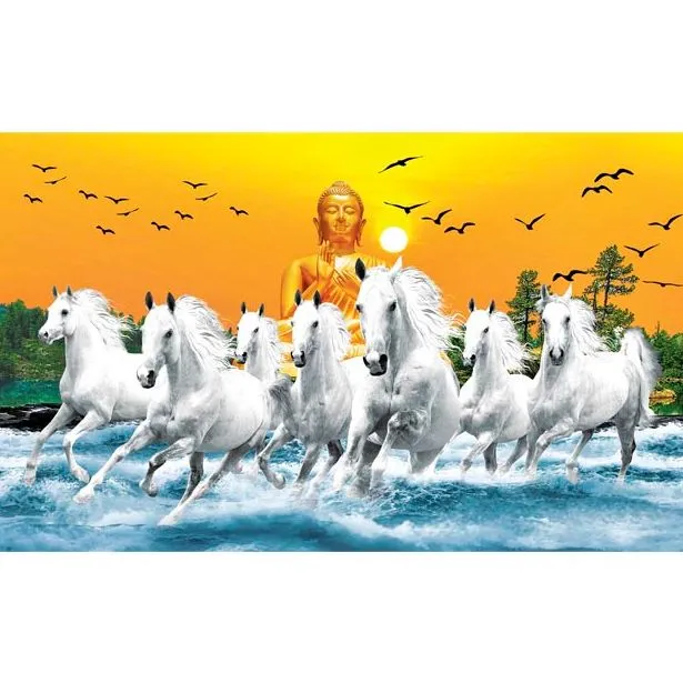 7%20White%20Running%20Vastu%20Horse%20Wall%20Hang%20Canvas%20Art%20Print%20With%20Wooden%20Frame%20by%20Suva%20Trades%20-%20Image%202