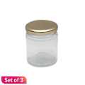 Golden Round Shape Glass Salsa Jar 200ml. 
