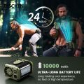 DISCHEN Portable 10000mAh Portable Waist Fan with Power Bank LED Lighting Hanging Neck Fan 5 Speed Strong Airflow Cooling Fan for Outdoor Working. 