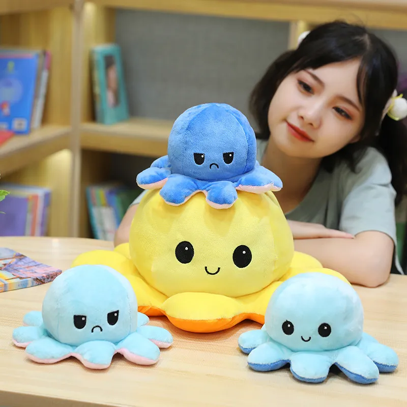 Cute squid octopus doll double-sided expression flip octopus