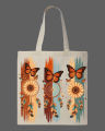 Boho Sunflower Monarch Butterfly Dreamcatcher T shirt Tote Bag – Eco-Friendly Cotton Shoulder Shopping Bag-White, Black. 