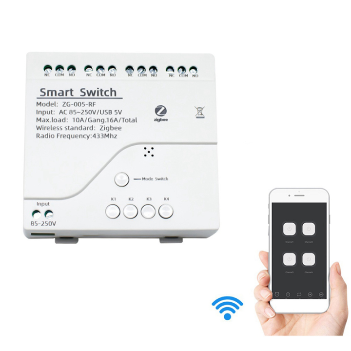 NCANRUI%203X%204CH%20Zigbee%20Smart%20Light%20Switch%20Module%20AC%2085-250V%20RF433%20Receive%2010A%20Relays%20Work%20with%20Assistant,Tuya%20Smart%20Life%20-%20Image%204